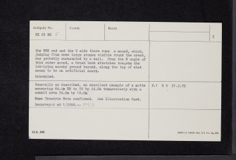 Trostrie Motte, NX65NE 5, Ordnance Survey index card, page number 2, Verso