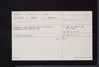 Auchengassel Farm, NX65NW 9, Ordnance Survey index card, Recto