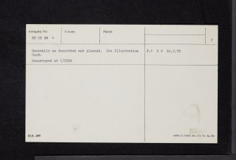 Plunton Castle, NX65SW 6, Ordnance Survey index card, page number 2, Verso
