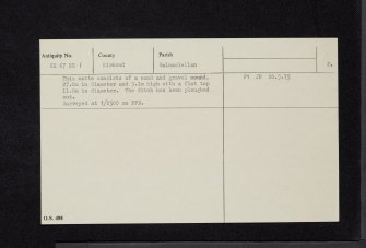 Balmaclellan Mote, NX67NE 1, Ordnance Survey index card, page number 2, Verso