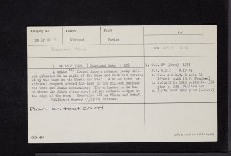 Boreland Mote, NX67SE 3, Ordnance Survey index card, Recto