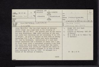 Shirmers Castle, NX67SE 4, Ordnance Survey index card, page number 1, Recto