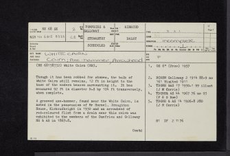 White Cairn, NX68SE 2, Ordnance Survey index card, page number 1, Recto