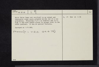 White Cairn, NX68SE 2, Ordnance Survey index card, page number 2, Verso