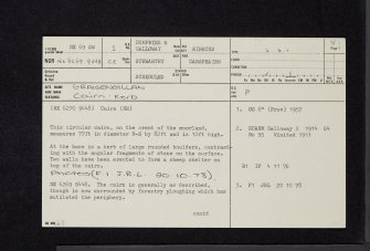Graigengillan, NX69SW 1, Ordnance Survey index card, page number 1, Recto