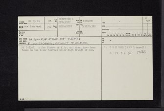 High Bridge Of Ken, NX69SW 18, Ordnance Survey index card, page number 1, Recto