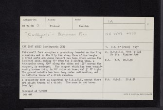 Castleyards, NX74NE 5, Ordnance Survey index card, page number 1, Recto