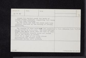 Trowdale Mote, NX76NE 1, Ordnance Survey index card, page number 2, Verso