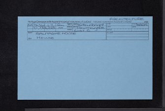 Balmaghie House, NX76SW 17, Ordnance Survey index card, Recto