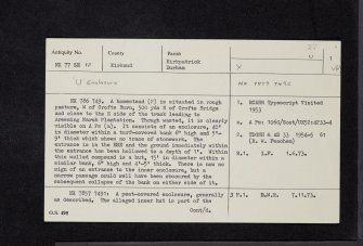 Crofts Burn, NX77SE 12, Ordnance Survey index card, page number 1, Recto