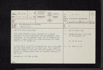 Glenswinton, NX77SW 1, Ordnance Survey index card, page number 1, Recto