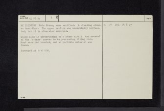 Hole Stone, NX78NW 1, Ordnance Survey index card, page number 2, Verso