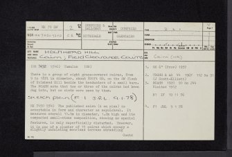 Holmhead Hill, NX79SW 2, Ordnance Survey index card, page number 1, Recto