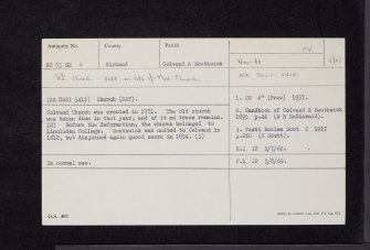 Colvend, Parish Church And Burial-Ground, NX85SE 6, Ordnance Survey index card, Recto