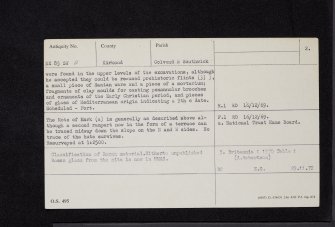 Mote Of Mark, NX85SW 2, Ordnance Survey index card, page number 2, Verso