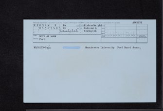 Mote Of Mark, NX85SW 2, Ordnance Survey index card, Recto
