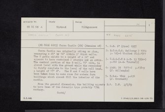 Corra Castle, NX86NE 4, Ordnance Survey index card, page number 1, Recto