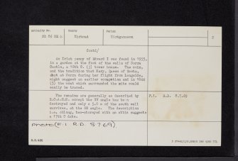 Corra Castle, NX86NE 4, Ordnance Survey index card, page number 2, Verso