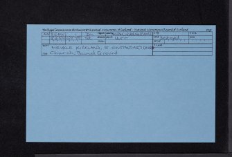 Meikle Kirkland, St Constantine's Church, NX86NW 1, Ordnance Survey index card, Recto