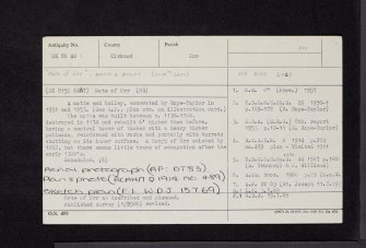 Mote Of Urr, NX86SW 1, Ordnance Survey index card, Recto
