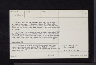 Buittle Castle, NX86SW 6, Ordnance Survey index card, page number 2, Verso