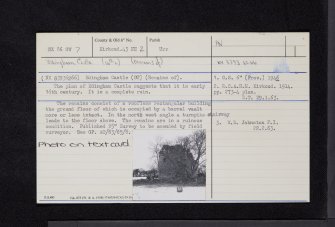 Edingham Castle, NX86SW 7, Ordnance Survey index card, Recto