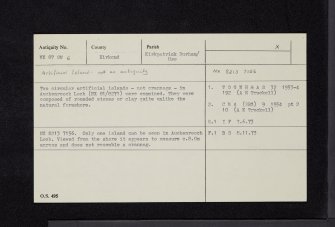 Auchenreoch Loch, NX87SW 6, Ordnance Survey index card, Recto