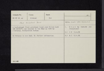 Milton Loch, NX87SW 10, Ordnance Survey index card, Recto