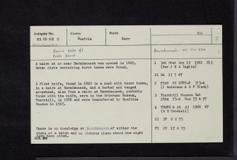 Barndennoch, NX88NE 9, Ordnance Survey index card, Recto