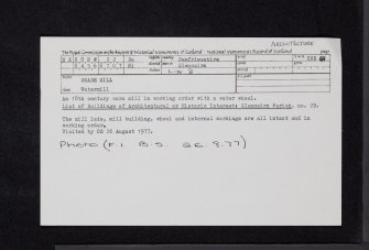 Snade Mill, NX88NW 22, Ordnance Survey index card, Recto