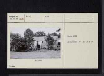 Snade Mill, NX88NW 22, Ordnance Survey index card, Recto