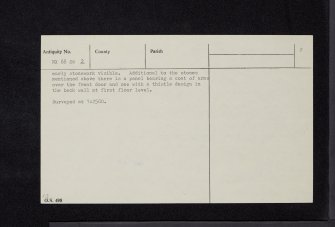 Bogrie House, NX88SW 2, Ordnance Survey index card, page number 2, Verso