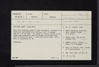 Thornhill, Nith Bridge, Cross, NX89NE 6, Ordnance Survey index card, page number 1, Recto