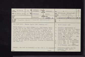 Morton Castle, NX89NE 10, Ordnance Survey index card, page number 1, Recto