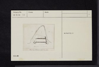 Morton Castle, NX89NE 10, Ordnance Survey index card, page number 1, Recto
