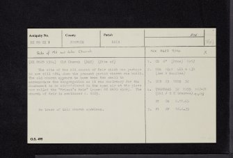 Keir, Old Church And Graveyard, NX89SE 1, Ordnance Survey index card, Recto