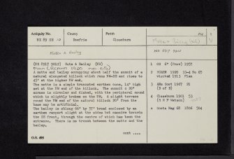 Dinning, NX89SE 10, Ordnance Survey index card, page number 1, Recto