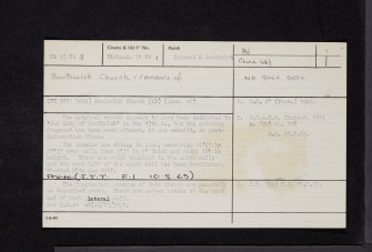 Southwick Church, NX95NW 3, Ordnance Survey index card, page number 1, Recto