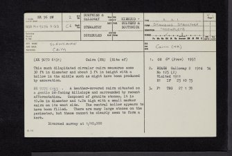 Slewcairn, NX96SW 2, Ordnance Survey index card, page number 1, Recto