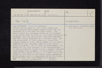 Dumfries, Townhead Motte, NX97NE 16, Ordnance Survey index card, page number 1, Recto