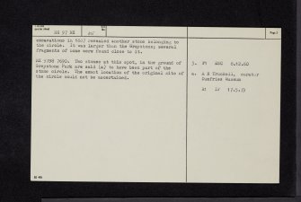 Dumfries, Greystone Park, NX97NE 25, Ordnance Survey index card, page number 2, Verso