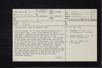 Mote Of Troqueer, NX97SE 1, Ordnance Survey index card, page number 1, Recto