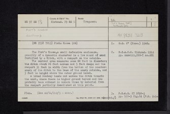 Pict's Knowe, NX97SE 13, Ordnance Survey index card, page number 1, Recto
