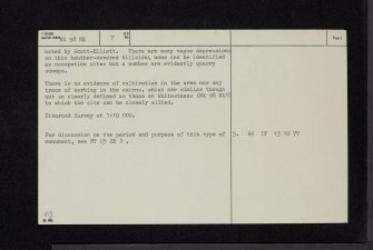 Watchman Hill, NX98NE 7, Ordnance Survey index card, page number 2, Verso