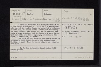 Knowhead, NX98SE 17, Ordnance Survey index card, page number 1, Recto