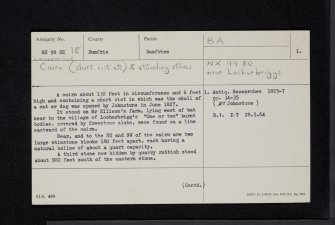 Locharbriggs, NX98SE 18, Ordnance Survey index card, page number 1, Recto