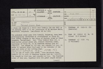 Cowhill, NX98SE 21, Ordnance Survey index card, page number 1, Recto