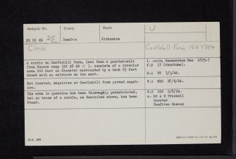 Castlehill, NX98SE 25, Ordnance Survey index card, Recto