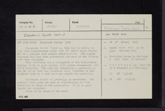 Closeburn Castle, NX99SW 3, Ordnance Survey index card, Recto