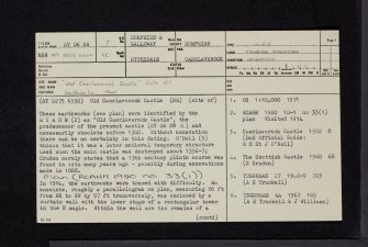 Old Caerlaverock Castle, NY06NW 7, Ordnance Survey index card, page number 1, Recto